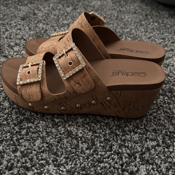 Corkys Cork Sandals with Rhinestone Buckles - Picture 2 of 2